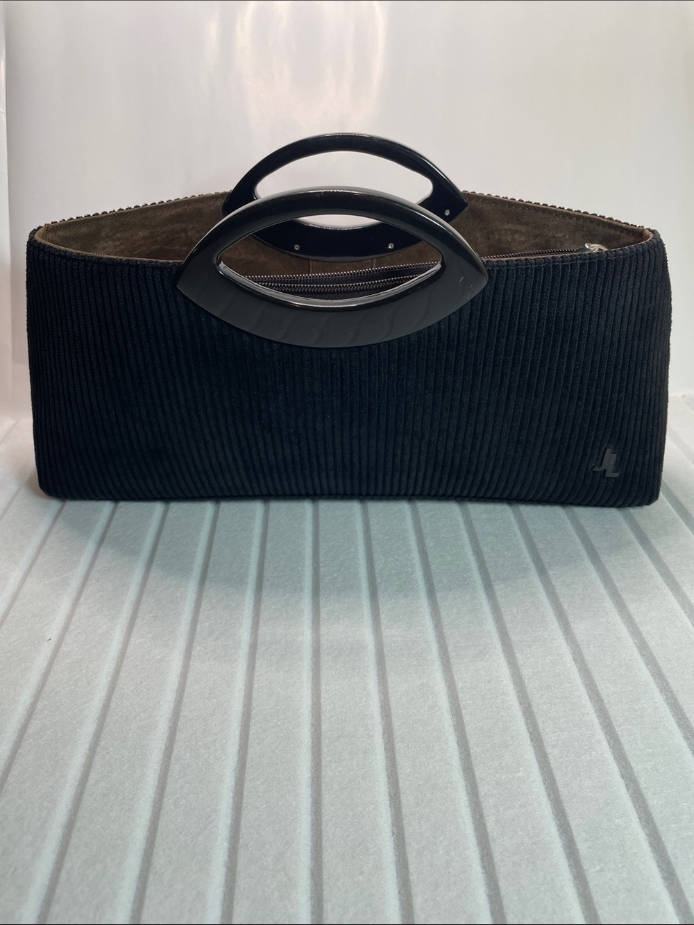 Jeanne Lottie Black Corduroy Handheld Bag